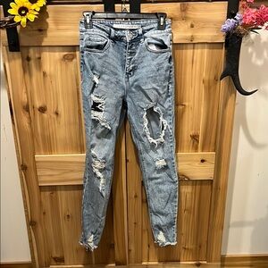 Tinseltown Ripped Blue Skinny Jeans